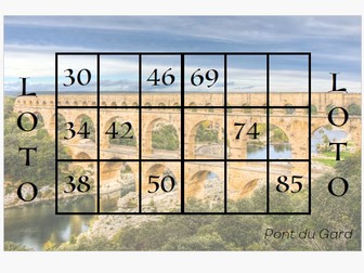 Bingo / loto cards for French numbers