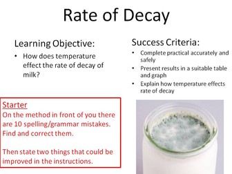 New GCSE Biology Rate of Decay Required Practical