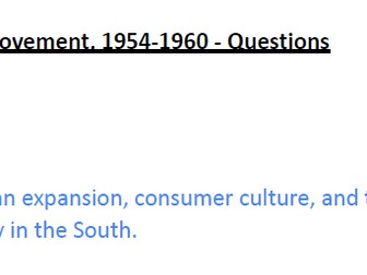 USA Questions -GCSE Edxecel -The development of the civil rights movement, 1954-1960 Answers