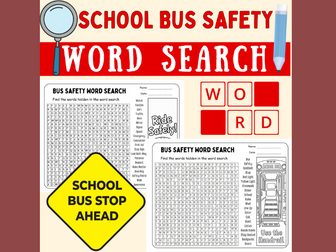 School Bus Safety Word Search Puzzle | Back to School Rules & Awareness Activity