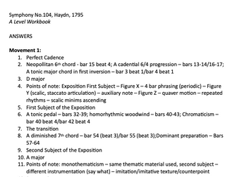 Haydn's Symphony No.104, AS/A Level Music (Eduqas), Workbook Answers