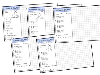 Big set of 30 arithmetic starter worksheets for Year 2 KS1 maths basic skills revision SATS