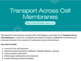 AQA A-level biology 3.2.3 Transport across cell membranes whole topic