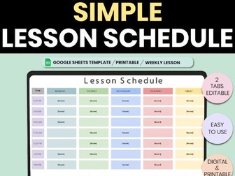 EDITABLE Weekly Lesson Plan Template Google sheets,Teacher Planner ,Pastel Color
