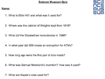 Science Museum Quiz