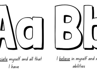 Alphabet Affirmations Outline display