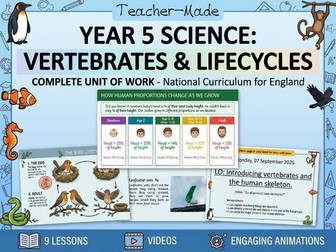 Year 5 Science: Complete Vertebrates & Lifecycles Unit (9 Lessons + Practical TAPS)