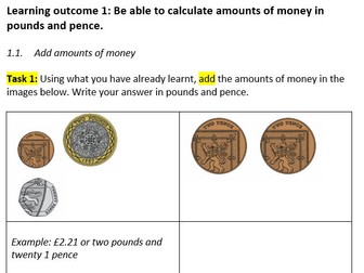 Money workbook Level 1