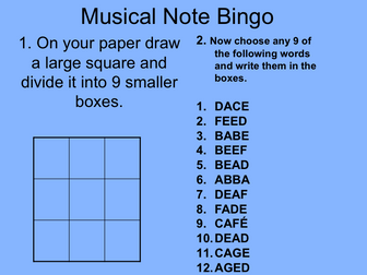 Music Theory: Treble Clef Bingo Game (powerpoint file)