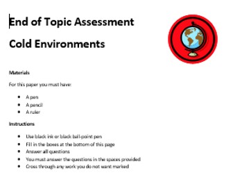 Cold Environments End of Topic Assessment KS3