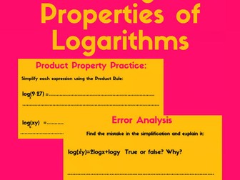 properties of logarithms interactive & editable google slides