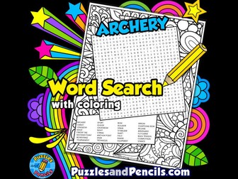 Archery Word Search Puzzle with Colouring Activity