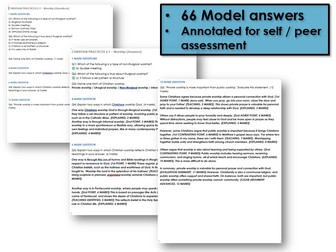 GCSE Model Answers Christian Practices FULL SET AQA