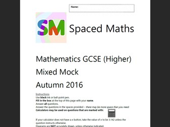 GCSE 9-1 Mathematics Mock Exam (Higher)