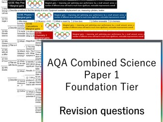 Combined Sci Paper 1 Foundation questions