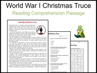 World War I Christmas Truce Reading Comprehension and Word Search