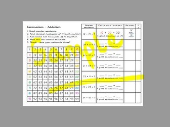 Estimating addition with 100 square LKS2 Year 3