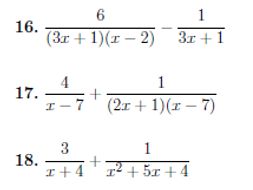 Adding and subtracting algebraic fractions (harder) worksheet (with solutions)