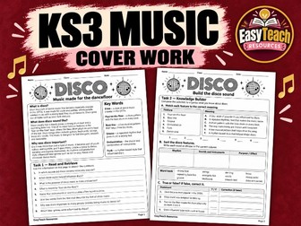 Disco Cover Lesson - KS3 Music - No Prep, No Instruments, Non-Specialist Friendly