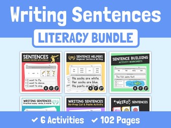 Writing Sentences Literacy Bundle / Writing Activities & Sentence Worksheets