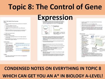 A-Level Biology Revision Guide Topic 8 The Control of Gene Expression
