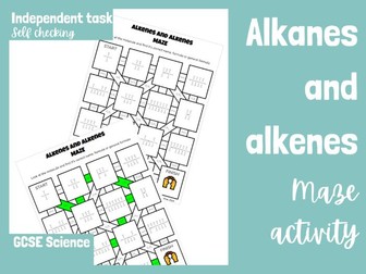 Alkanes and Alkenes Maze Worksheet | GCSE Science Chemistry Hydrocarbons