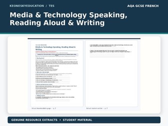 AQA GCSE French 8652 - Media & Technology Speaking, Reading Aloud & Writing