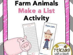Farm Animals Make a List Activity