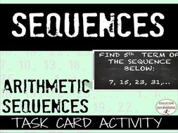 Arithmetic Sequences: Task Cards for Practice & Review (HSF.BF.A.2.)