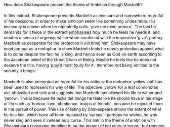 GCSE Grade 9 Macbeth exemplar essay