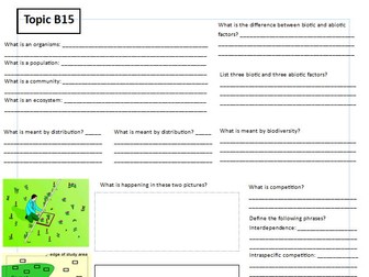 B15 Adaptations, Interdependence and Competition Worksheet/Powerpoint