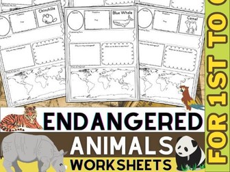 Endangered Animal Research Project | Animals Worksheet Habitats and Adaptations