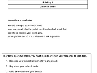 AQA- Role Play Booklet (Teaching from 2024 - New Spec_ French)