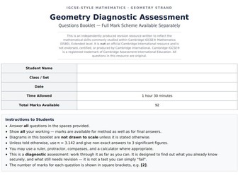 IGCSE-Style Mathematics – Geometry Assessment Pack | Questions + Full Mark Schem