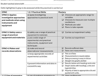 OCR PAG A Level Physics Mark Schemes and Student Sheets