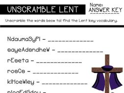 Lent Key Vocabulary Word Unscramble | Teaching Resources