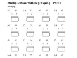 multiplication with regrouping part 1 teaching resources