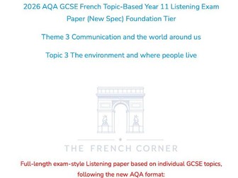 2026 AQA GCSE French Foundation Listening Paper 3.3 Environment - Realistic Exam Audio