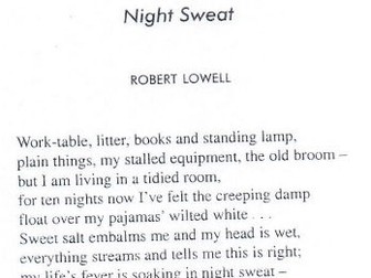 Night Sweat - Robert Lowell - Cambridge Songs of Ourselves