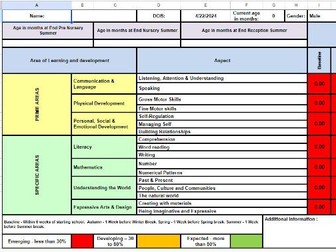 EYFS Tracker Development Matters (Reception, Nursery, Pre-Nursery)