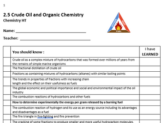 Booklet - WJEC Chemistry Unit 2 - 2.5 Crude Oil and Organic Chemistry