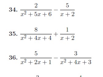 gcseigcse algebra worksheets with solutions by mathw adding and subtracting algebraic fractions worksheet with detailed solutions