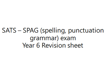 Revision resource for SPAG SATS paper - Including key tips and reminders