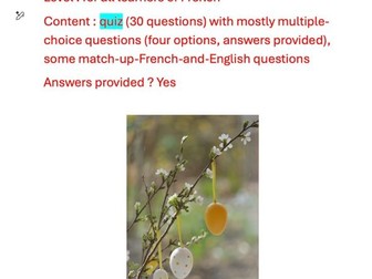 Pâques en France, Easter in France : a multiple-choice quiz for all learners of French.