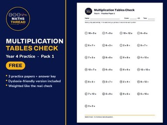 Year 4 Multiplication Tables Check (MTC) - Pack 1