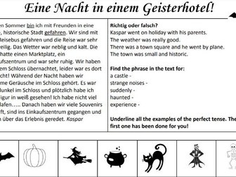 Perfect tense German revision Halloween