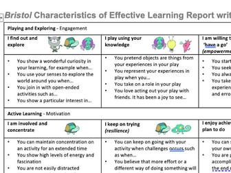 Report writing prompts for Reception