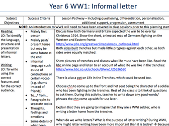 Year 6 letter plan