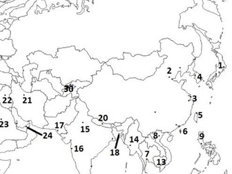 Asia Major Cities Map Worksheet – Geography Labeling Activity
