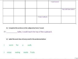 year 6 spag practice sats revision worksheet tenses word classes